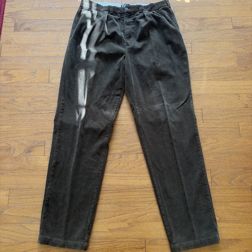 Vintage Polo Ralph Lauren Corduroy Andrew Pants Mens 42x38 (41x36) Brown Pleated